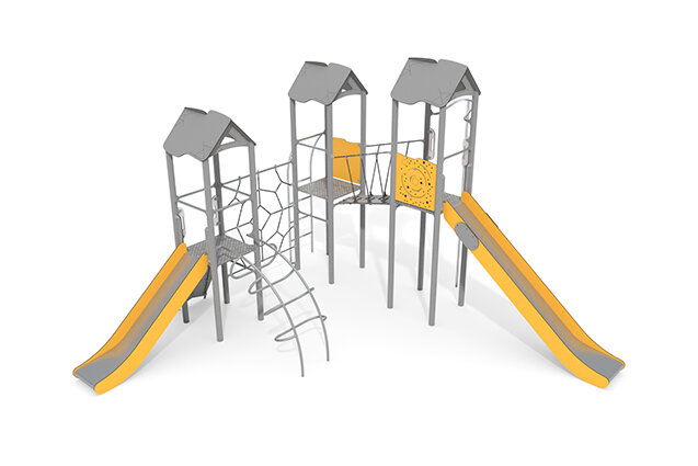 3D rendering af Wieża do zabawy - Active - potrójna wieża z siatką do wspinania