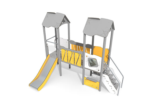 3D rendering af Wieża do zabawy - Active - podwójna wieża z mostkiem