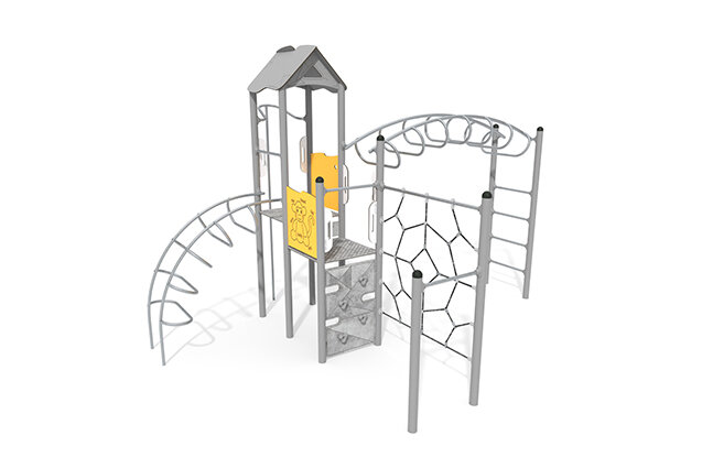 3D rendering af Wieża do zabawy - Active - podwójna wieża z drążkami do zwisania