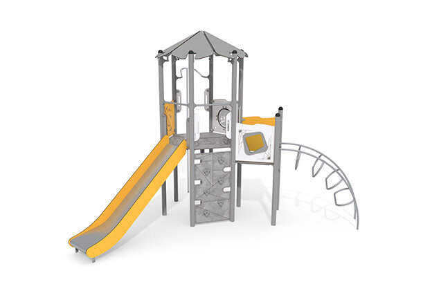3D rendering af Wieża do zabawy - Active - sześciokątna wieża ze ścianką wspinaczkową