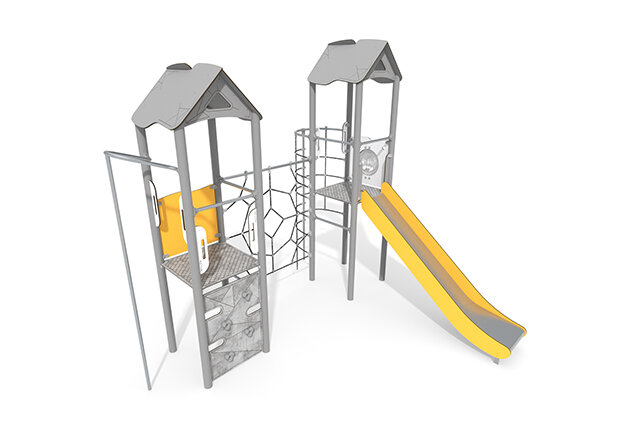 3D rendering af Wieża do zabawy - Active - podwójna wieża z siatką do wspinania