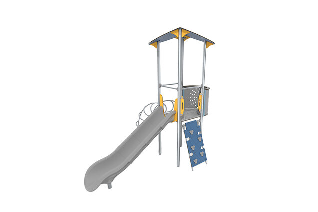3D rendering af Wieża do zabawy - Aquarius INOX - pojedyncza wieża ze zjeżdżalnią