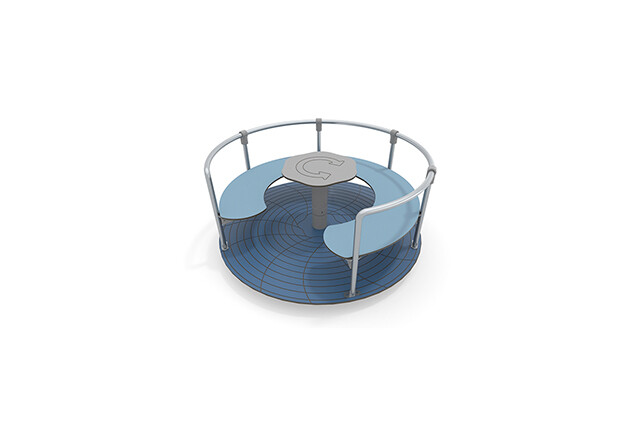 3D rendering af Karuzela z niebieską ławką Ø150 cm