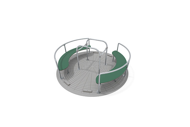 3D rendering af Karuzela - na 2 wózki inwalidzkie zielona Ø249 cm
