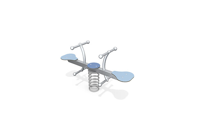 3D rendering af Bujak sprężynowy - dwuosobowy, ze stali nierdzewnej, niebieski