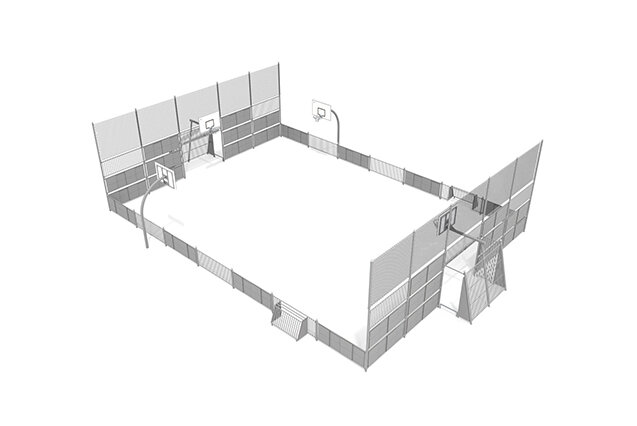 3D rendering af Boisko wielofunkcyjne - Sport Arena 1, 20,76 x 14,56 m, kolor szary