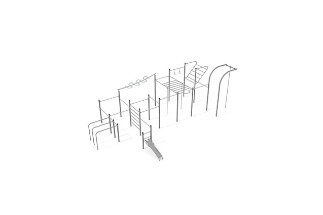 3D rendering af Fitness – Wielofunkcyjna stacja Street Workout XL (szara)