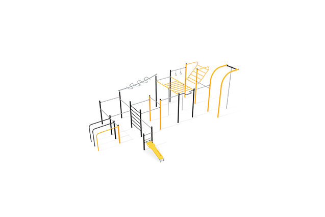 3D rendering af Fitness – Wielofunkcyjna stacja Street Workout XL (żółta)