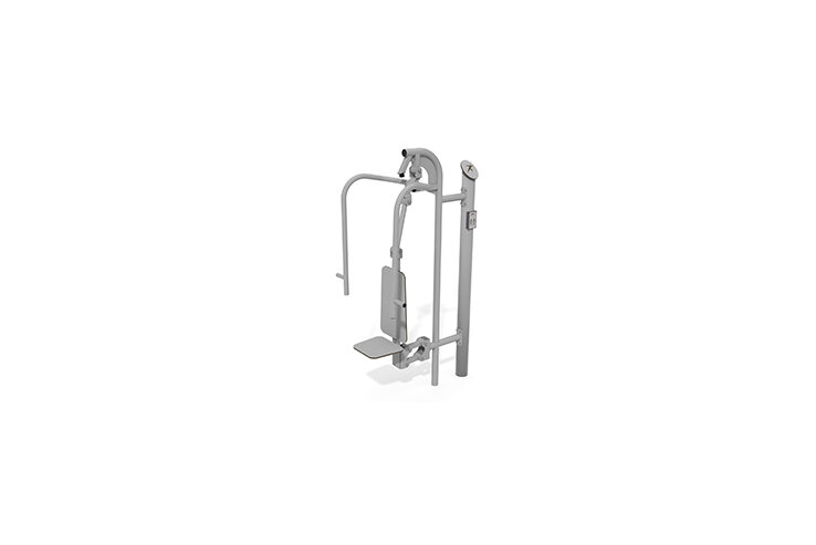 3D rendering af Fitness - zewnętrzna prasa do klatki piersiowej, szara