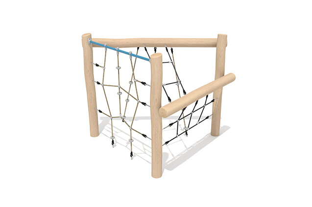 3D rendering af Konstrukcja wspinaczkowa - Robinia Scandic trójstronna z pochyłymi siatkami wspinaczkowymi