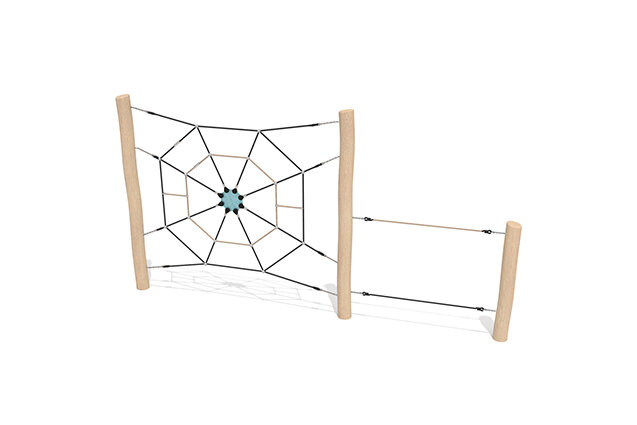 3D rendering af Tor przeszkód - Robinia Scandic z siatką wspinaczkową w kształcie pajęczyny