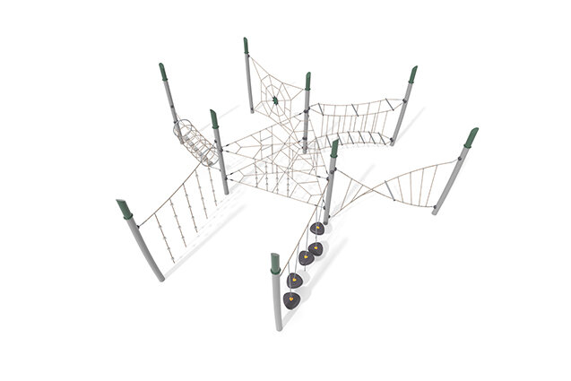 3D rendering af Tor przeszkód - Acrobat tor przeszkód 9 zielony/beżowy
