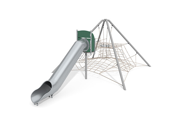 3D rendering af Siatka wspinaczkowa - zjeżdżalnia piramidowa Acrobat zielona/beżowa
