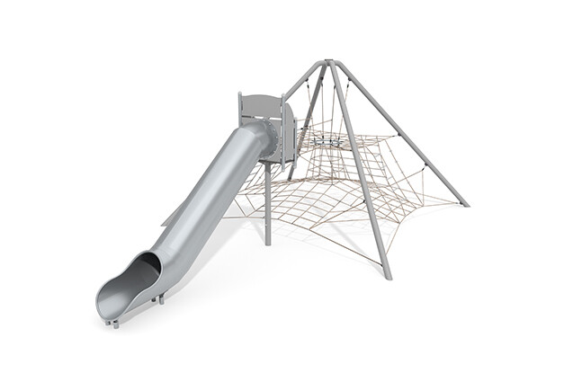 3D rendering af Siatka wspinaczkowa - zjeżdżalnia piramidowa Acrobat szary/beżowy