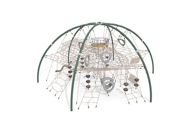 3D rendering af Siatka wspinaczkowa - Acrobat dome 3 zielona/beżowa