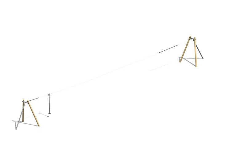 3D rendering af Zip wire - pojedyncza robinia 40m