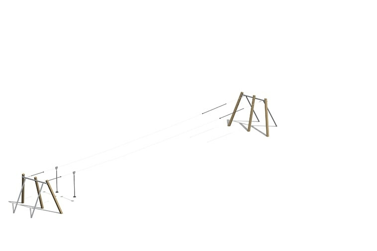 3D rendering af Zip wire - podwójny dąb 20m