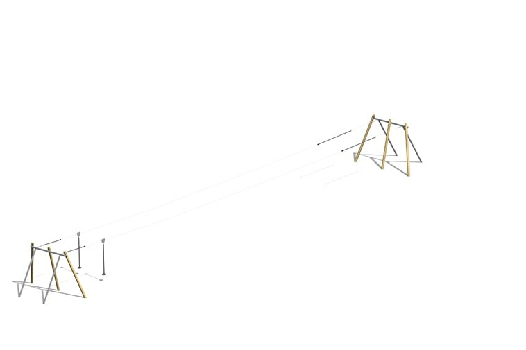 3D rendering af Zip wire - podwójna robinia 30m